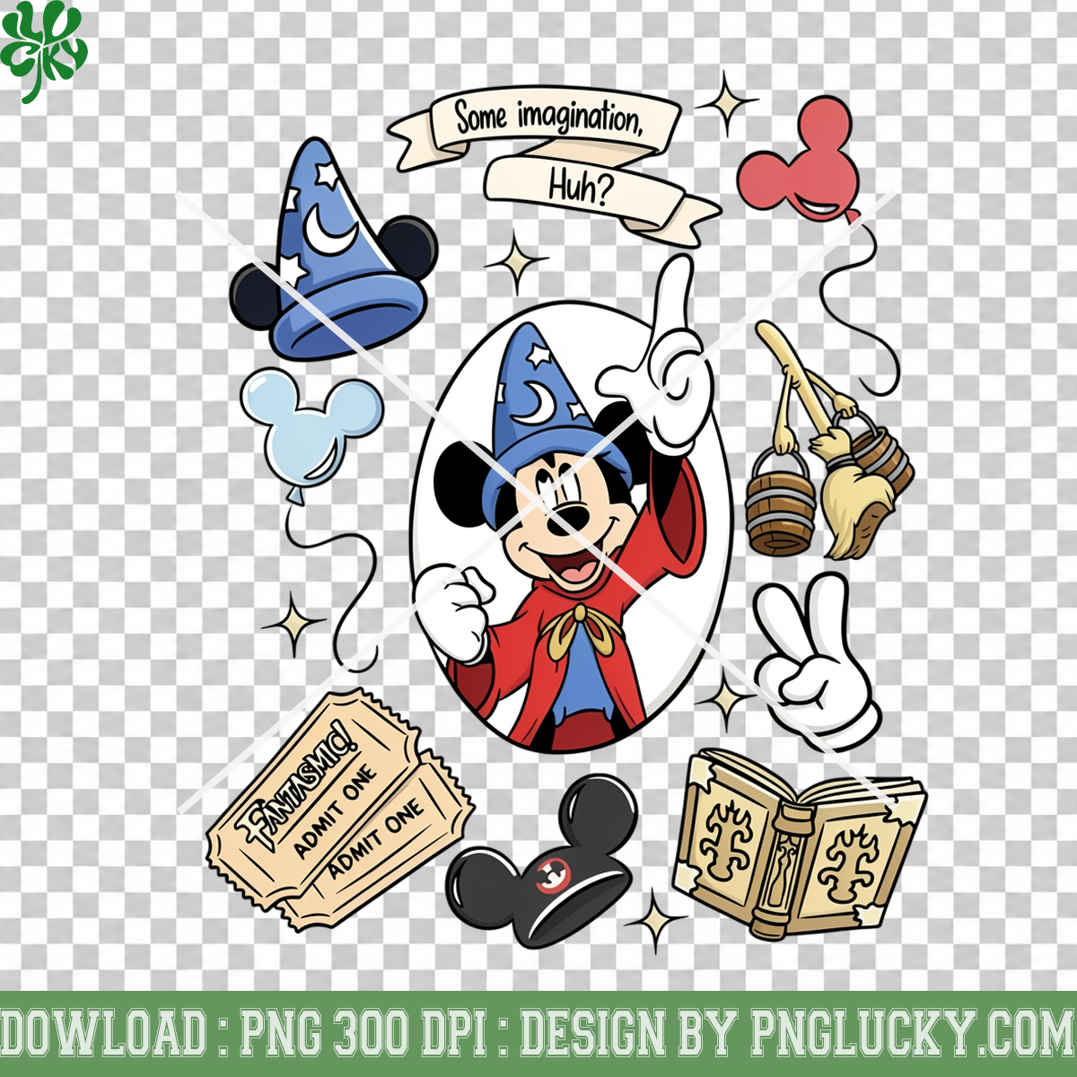 Sorcerer Mouse Imagination Magic PNG, Fantasy Wizard Theme Cartoon Digital Download