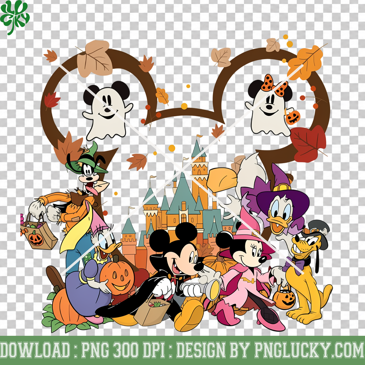 Magical Castle Halloween Party PNG, Trick Or Treat Character Family Digital Design