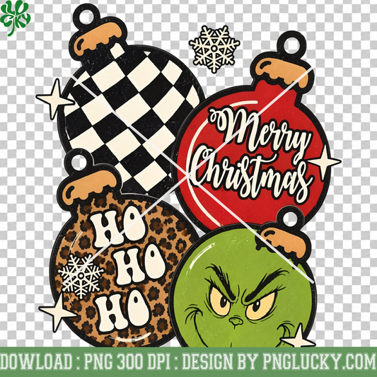 Merry Christmas Ornament PNG, Grinch Christmas Ornament PNG, Leopard Ho Ho Ho Ornament PNG