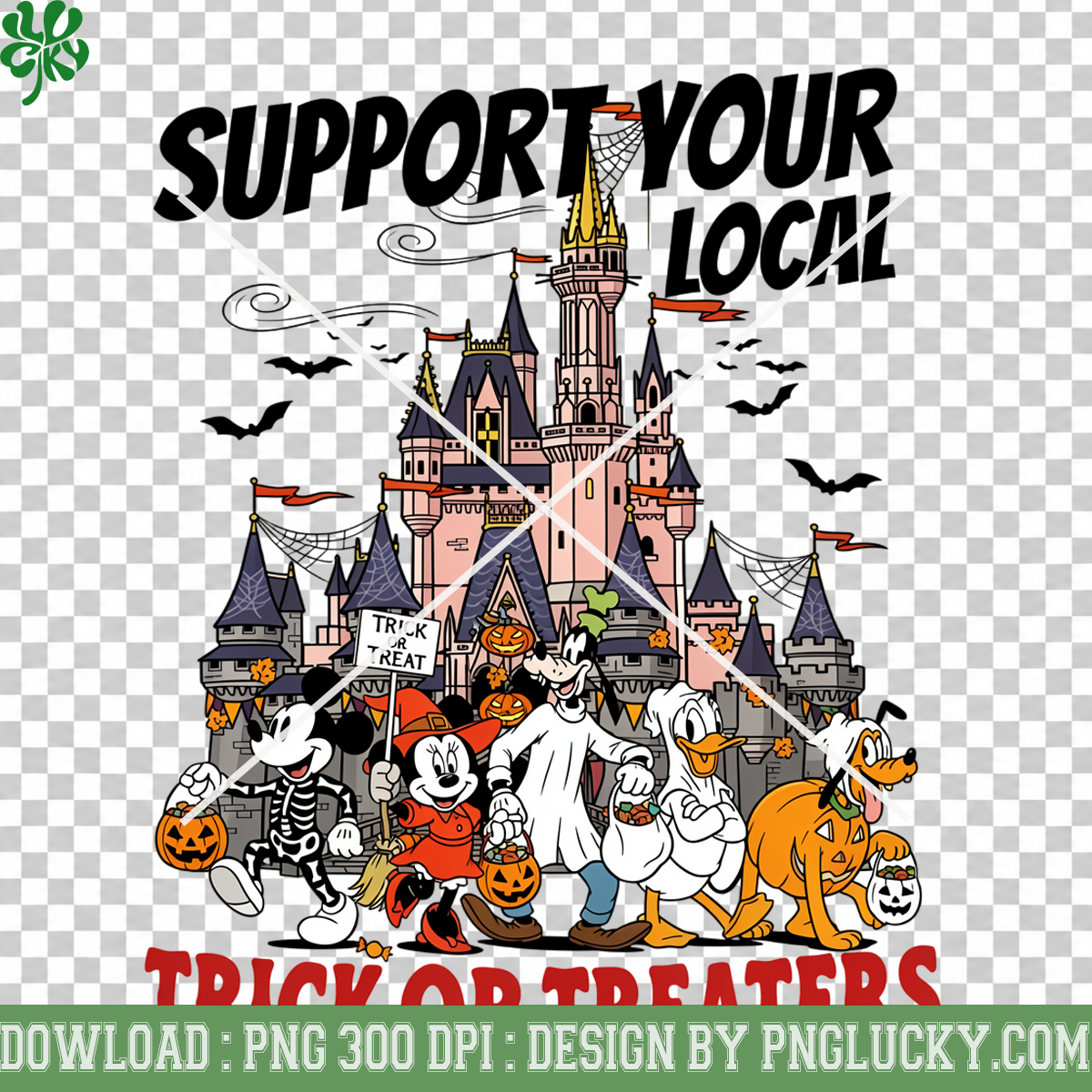 Support Your Local Trick Or Treaters PNG, Magical Castle Halloween Character Design